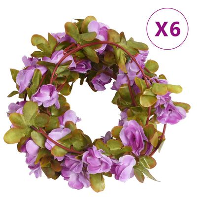 vidaXL Weihnachtskränze Blumen 6 Stk. Helllila 250 cm