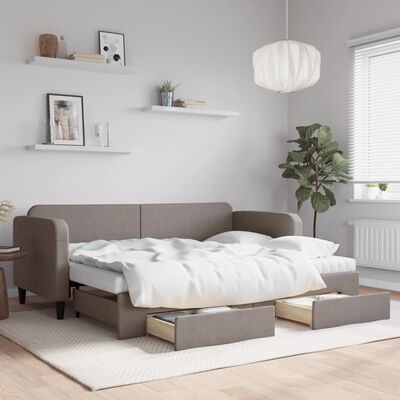 vidaXL Tagesbett Ausziehbar mit Schubladen Taupe 80x200 cm Stoff