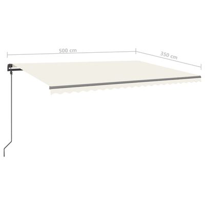 vidaXL Markise Manuell Einziehbar mit LED 5x3,5 m Creme