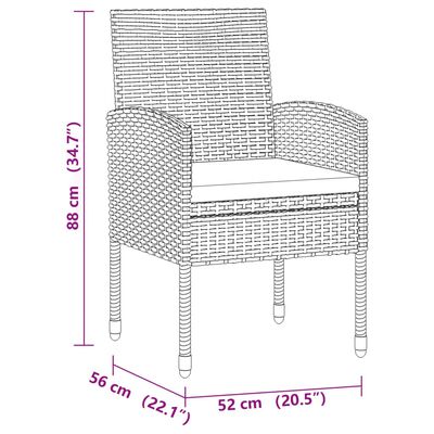 vidaXL 5-tlg. Garten-Essgruppe Poly Rattan Grau