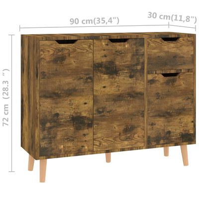 vidaXL Sideboard Räuchereiche 90x30x72 cm Holzwerkstoff