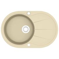 vidaXL Granitspüle Einzelbecken Oval Beige