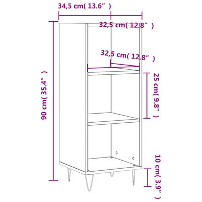 vidaXL Sideboard Räuchereiche 34,5x32,5x90 cm Holzwerkstoff