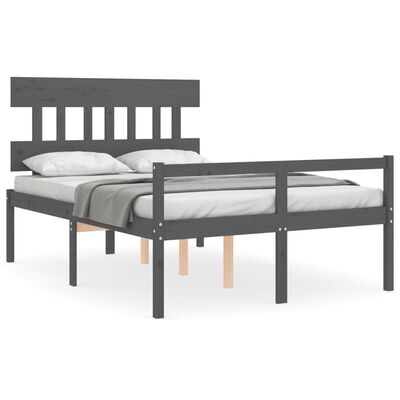 vidaXL Seniorenbett mit Kopfteil 120x200 cm Grau Massivholz