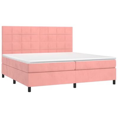 vidaXL Boxspringbett mit Matratze & LED Rosa 200x200 cm Samt