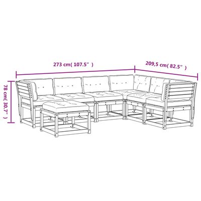 vidaXL 7-tlg. Garten-Lounge-Set mit Kissen Weiß Massivholz Kiefer