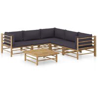 vidaXL 6-tlg. Garten-Lounge-Set mit Dunkelgrauen Kissen Bambus