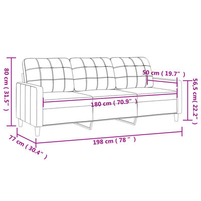 vidaXL B-Ware 3-Sitzer-Sofa Dunkelgrau 180 cm Stoff