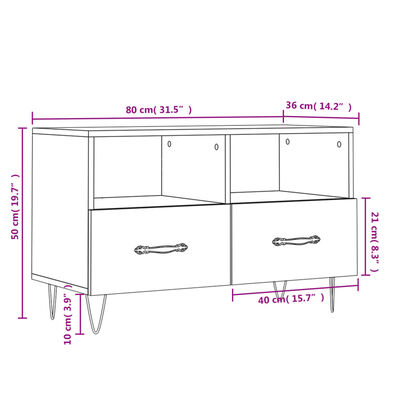 vidaXL TV-Schrank Braun Eichen-Optik 80x36x50 cm Holzwerkstoff