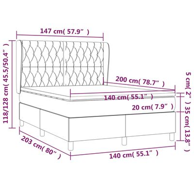 vidaXL Boxspringbett mit Matratze Dunkelbraun 140x200 cm Stoff