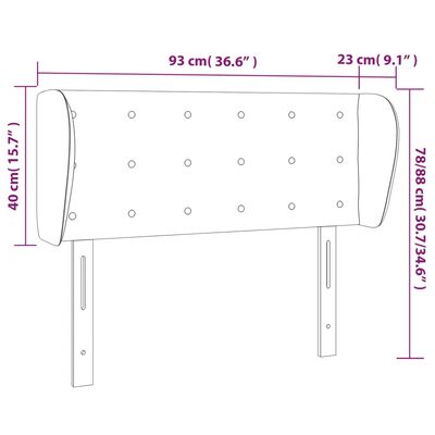 vidaXL Kopfteil mit Ohren Dunkelgrau 93x23x78/88 cm Stoff