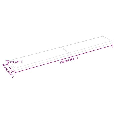 vidaXL Waschtischplatte Dunkelbraun 220x30x(2-6)cm Massivholz