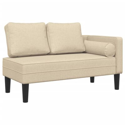 vidaXL Chaiselongue mit Kissen Creme Stoff