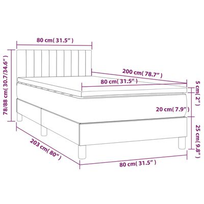 vidaXL Boxspringbett mit Matratze Taupe 80x200 cm Stoff