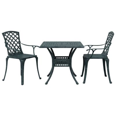 vidaXL 3-tlg. Bistro-Set Grün Aluminiumguss