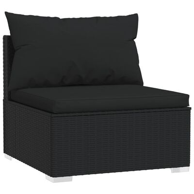 vidaXL 12-tlg. Garten-Lounge-Set mit Kissen Schwarz Poly Rattan