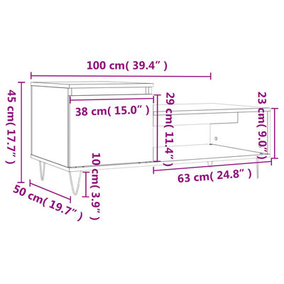 vidaXL Couchtisch Schwarz 100x50x45 cm Holzwerkstoff