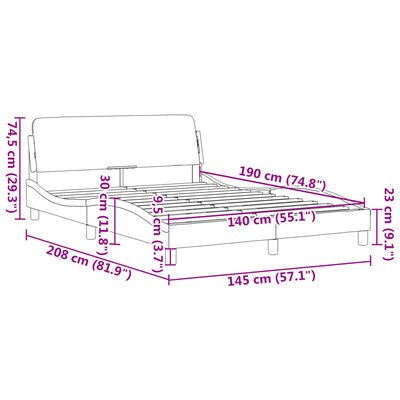 vidaXL Bettgestell mit Kopfteil Blau 140x190 cm Samt