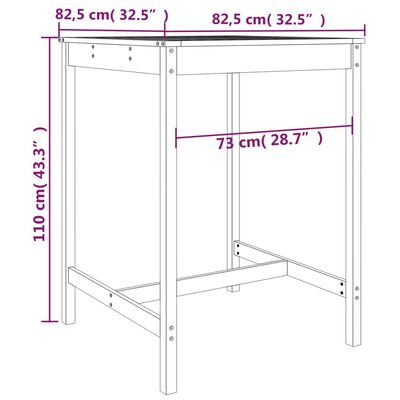 vidaXL 5-tlg. Gartenbar-Set Schwarz Massivholz Kiefer