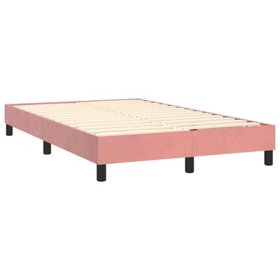 vidaXL Boxspringbett mit Matratze & LED Rosa 120x200 cm Samt