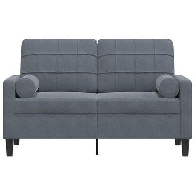 vidaXL 2-Sitzer-Sofa mit Zierkissen Dunkelgrau 120 cm Samt