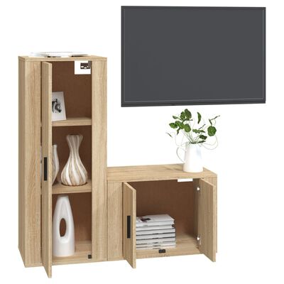 vidaXL 2-tlg. TV-Schrank-Set Sonoma-Eiche Holzwerkstoff