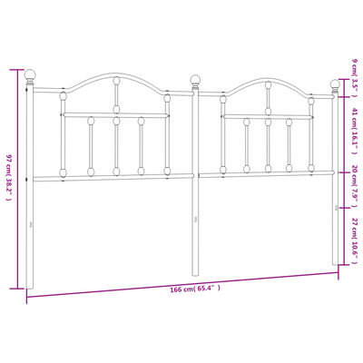 vidaXL Kopfteil Metall Weiß 160 cm