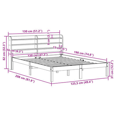 vidaXL Massivholzbett ohne Matratze Weiß 120x190 cm Kiefernholz