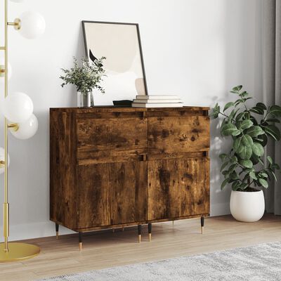 vidaXL Sideboards 2 Stk. Räuchereiche 40x35x70 cm Holzwerkstoff