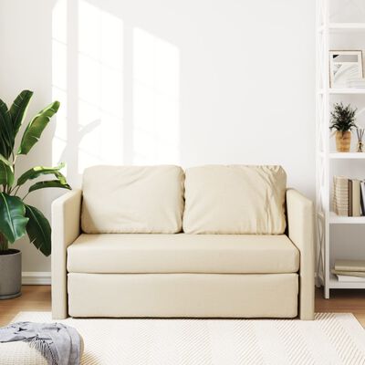 vidaXL Bodensofa mit Schlaffunktion Creme 112x174x55 cm Stoff