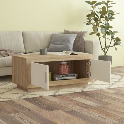 vidaXL Couchtisch Weiß Sonoma-Eiche 102x50x45 cm Holzwerkstoff