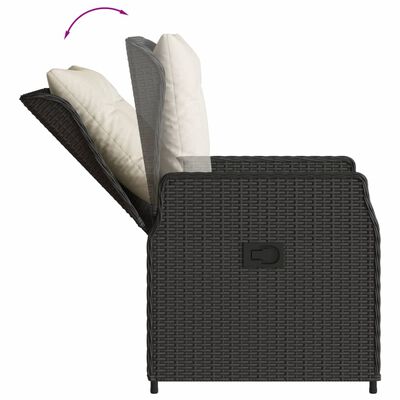 vidaXL 7-tlg. Garten-Essgruppe mit Kissen Schwarz Poly Rattan