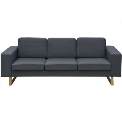 vidaXL Sofa 3-Sitzer Stoff Dunkelgrau