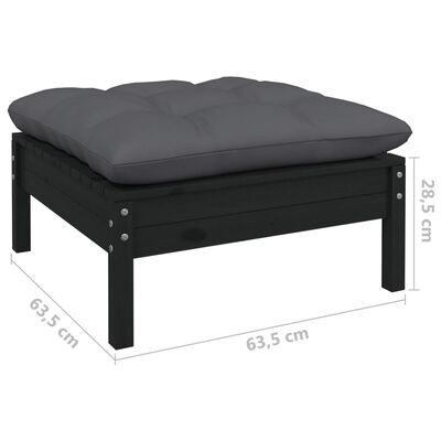 vidaXL 11-tlg. Garten-Lounge-Set mit Kissen Schwarz Kiefernholz