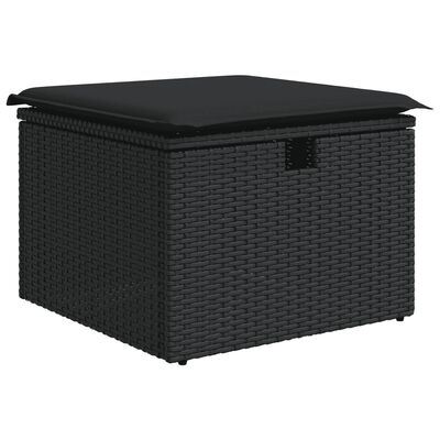 vidaXL 9-tlg. Garten-Sofagarnitur mit Kissen Schwarz Poly Rattan