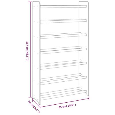 vidaXL Schuhregal Braun 65x24x117 cm Holzwerkstoff