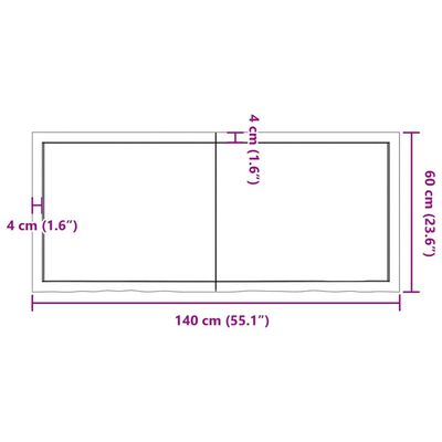 vidaXL Waschtischplatte Dunkelbraun 140x60x(2-4)cm Massivholz