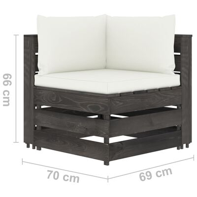 vidaXL 5-tlg. Garten-Lounge-Set mit Kissen Grau Imprägniertes Holz