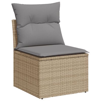 vidaXL 5-tlg. Garten-Sofagarnitur mit Kissen Beige Poly Rattan