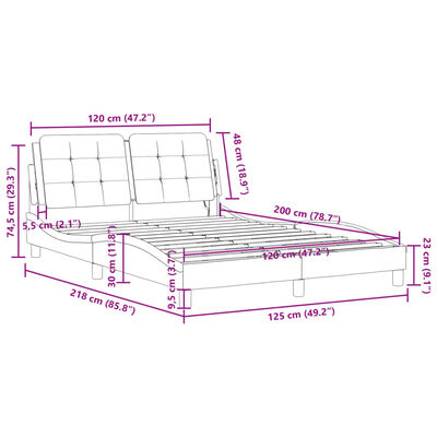 vidaXL Bettgestell mit LED Schwarz 120x200 cm Kunstleder