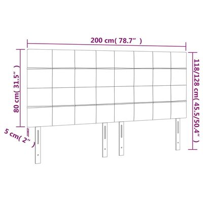 vidaXL LED Kopfteil Dunkelgrau 200x5x118/128 cm Samt