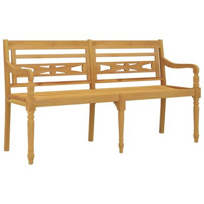 vidaXL Batavia-Bank mit Grauem Kissen 150 cm Massivholz Teak