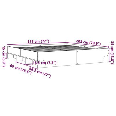 vidaXL Bettgestell Sonoma-Eiche 180x200 cm Holzwerkstoff