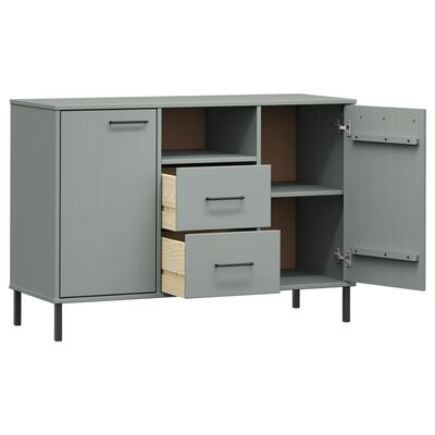 vidaXL Sideboard OSLO mit Metallbeinen Grau 113x40x77 cm Massivholz