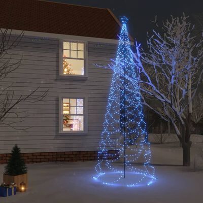 vidaXL LED-Weihnachtsbaum mit Metallstange 1400 LEDs Blau 5 m