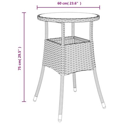 vidaXL 3-tlg. Garten-Bistro-Set mit Kissen Schwarz Poly Rattan