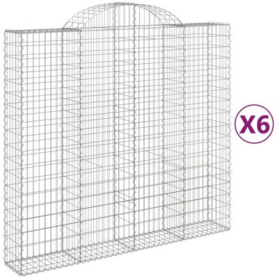 vidaXL Gabionen mit Hochbogen 6 Stk. 200x50x180/200cm Verzinktes Eisen