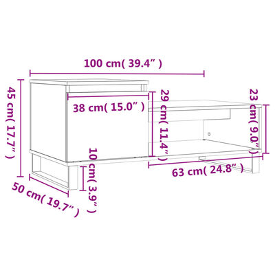 vidaXL Couchtisch Betongrau 100x50x45 cm Holzwerkstoff