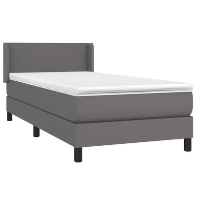 vidaXL Boxspringbett mit Matratze Grau 90x200 cm Kunstleder