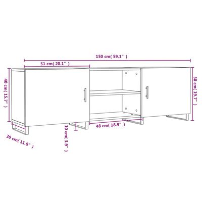 vidaXL TV-Schrank Grau Sonoma 150x30x50 cm Holzwerkstoff